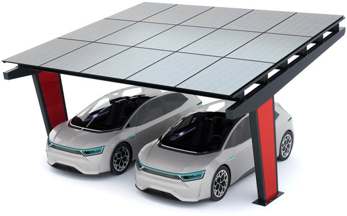 Carport solaire Todome Modèle 11 pour 2 voitures avec panneaux photovoltaïques bifaciaux
