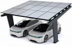 Vue de la structure du carport solaire Todome Modèle 11 pour 2 voitures