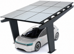 Carport solaire Todome Modèle 11 pour 1 voiture en finition gris anthracite avec toiture photovoltaïque