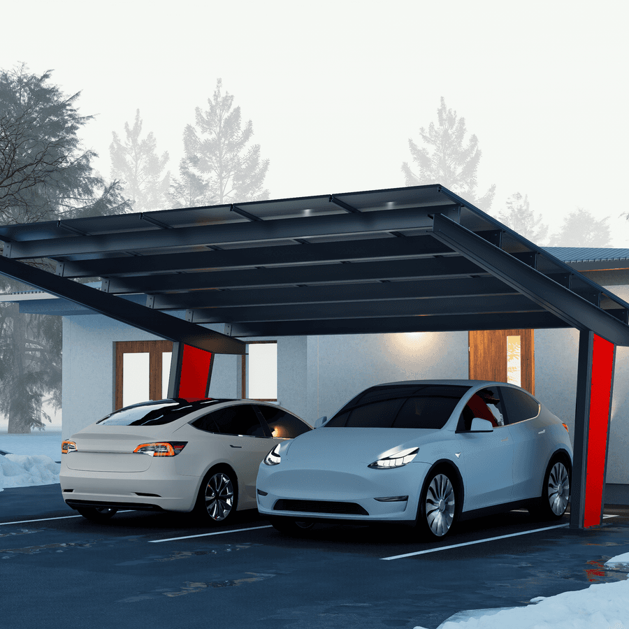 Carport solaire Todome Modèle 11 protégeant des véhicules
