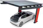 Vue avant du carport solaire Todome Modèle 11 pour 1 voiture