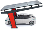 Vue latérale du carport solaire Todome Modèle 11 avec structure en acier galvanisé