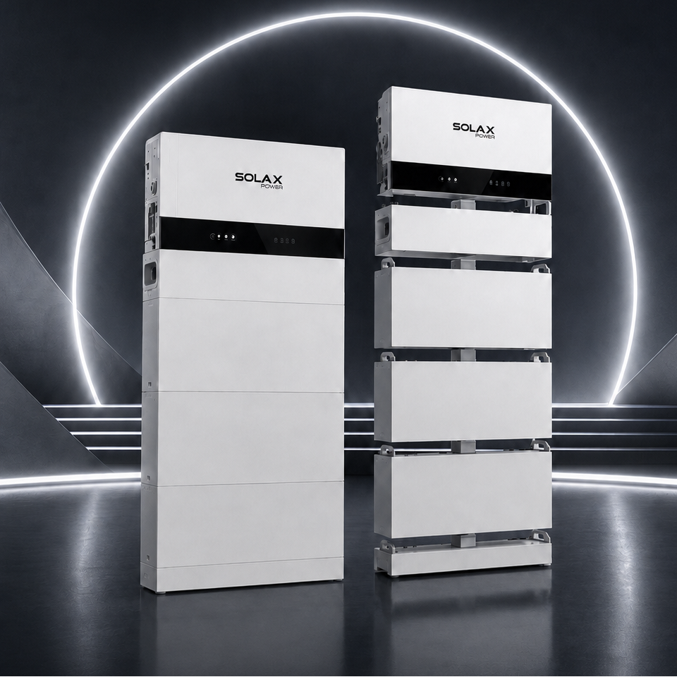 Système modulaire SolaX de stockage d’énergie avec unités de batterie empilables pour carport solaire OptPrime.